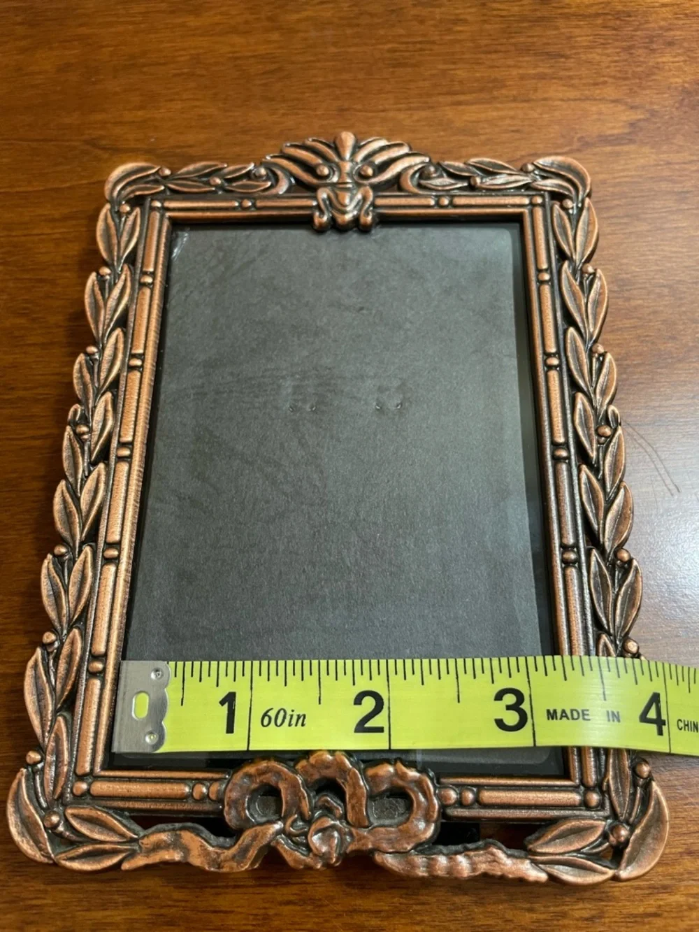 Vintage Ornate Heavy Cast Metal 3.5x5 Photo Frame Copper Bronze Tone